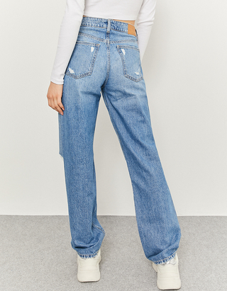 Blue Low Waist Straight Leg Jeans 