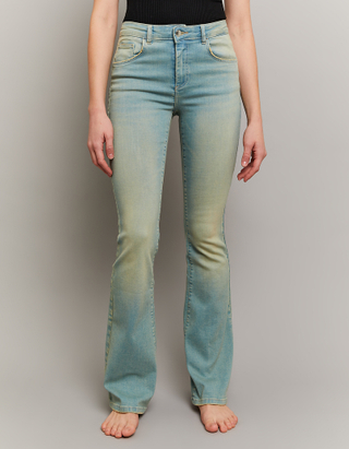 TALLY WEiJL, Mid Waist Push Up Flare Jeans for Women