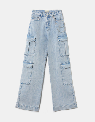 TALLY WEiJL, Blaue High Waist Cargo Jeans for Women