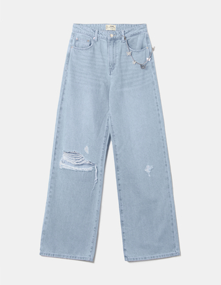 Blue High Waist Wide leg Jeans | TALLY 