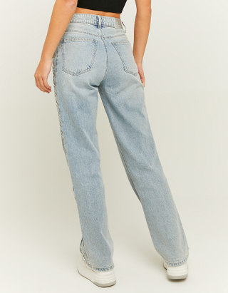 TALLY WEiJL, Jeans droit avec laçage latéral en strass for Women
