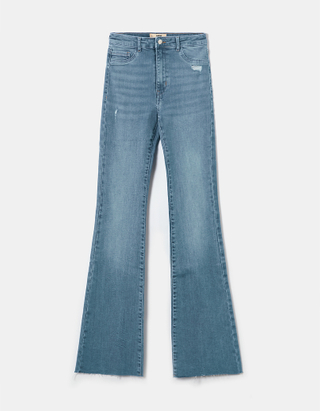 TALLY WEiJL, Blue High Waist Skinny Flare Jeans for Women