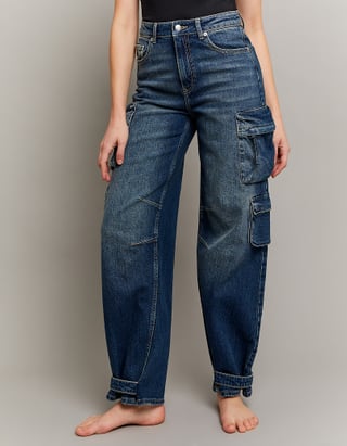 TALLY WEiJL, High Waist Cargo Wide Leg Stretch Jeans for Women