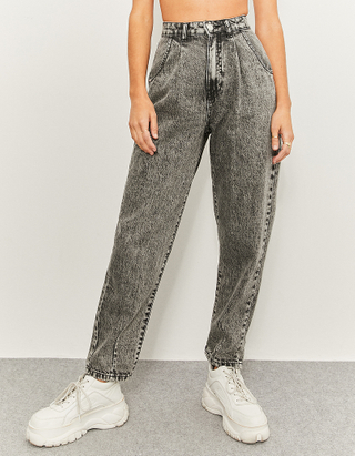 Grey High Waist Slouchy Jeans