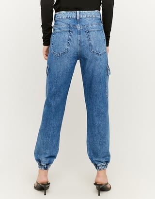 TALLY WEiJL, Jeans Cargo a Vita Alta Blu for Women