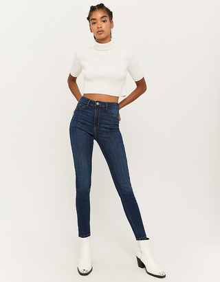 Jeans Skinny A Vita Alta Blu 