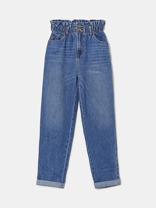 TALLY WEiJL, Jeans Paperbag a Vita Alta Blu  for Women