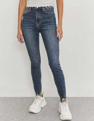 Jeans Skinny A Vita Alta Blu