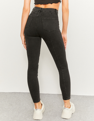 Jeans Taille Haute Skinny avec Coutures Frontales 
