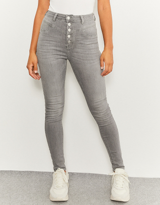 Jean Skinny Taille Basse Gris