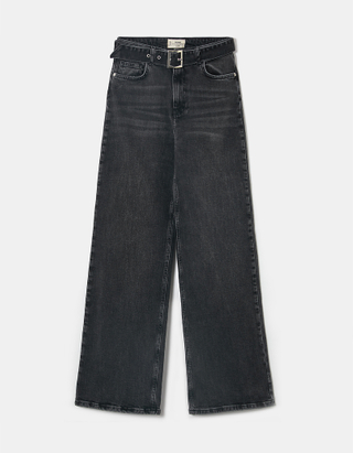 Jeans Taille Haute Large Noir