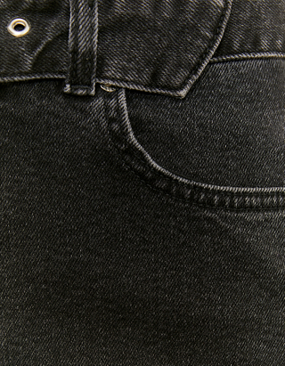 Jeans Taille Haute Large Noir