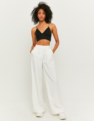Pantaloni Larghi a Vita Alta Bianchi | TALLY WEiJL Online Shop