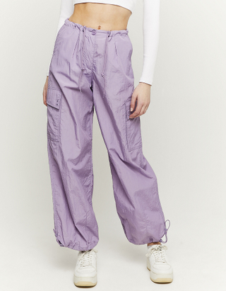 TALLY WEiJL, Mid Waist Purple Parachute Trousers for Women