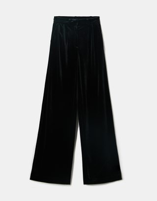 TALLY WEiJL, Czarne spodnie dzwony z aksamitu for Women