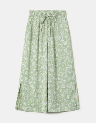 Green Floral Cropped Trousers