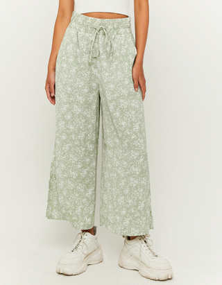 Green Floral Cropped Trousers