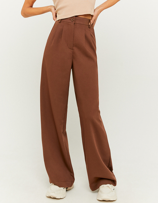 Brown High Waist Wide Leg Trousers 