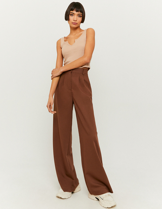 Brown High Waist Wide Leg Trousers 