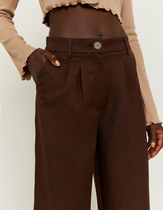 TALLY WEiJL, Brązowe szerokie spodnie z wysokim stanem for Women