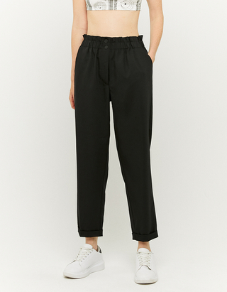 Black High Waist Paperbag Trousers 
