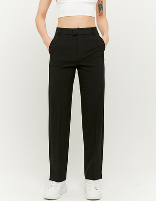 Black High Waist Straight Leg Trousers 