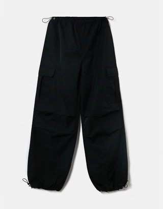 Pantalon Parachute Taille Haute Noir