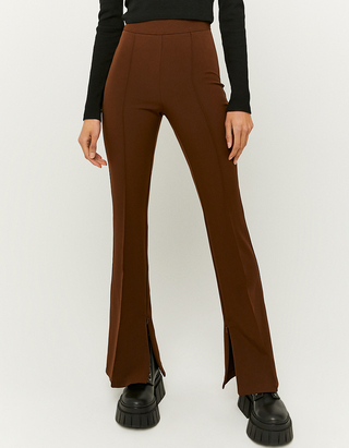 Pantaloni Marroni a Zampa a Vita Alta | TALLY WEiJL Online Shop