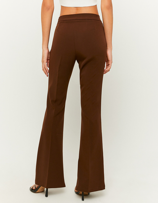 Brown High Waist Flare Trousers | TALLY 