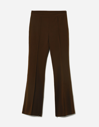 Brown High Waist Flare Trousers | TALLY 