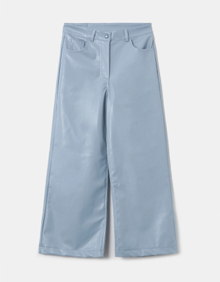 Blue High Waist Flare Trousers