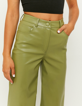 Green High Waist Flare Trousers