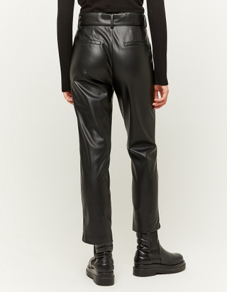 TALLY WEiJL, Pantalon droit tailleur en similicuir noir for Women