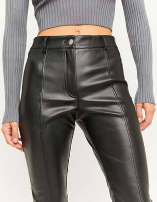 TALLY WEiJL, Black Skinny Faux Leather Trousers with Zips for Women