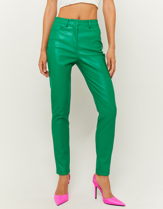 TALLY WEiJL, Zielone spodnie rurki z wysokim stanem for Women
