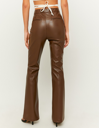 Brown High Waist Flare Trousers | TALLY 