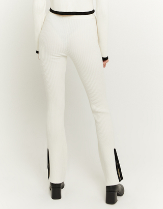 TALLY WEiJL, White Knit Flare Trousers for Women