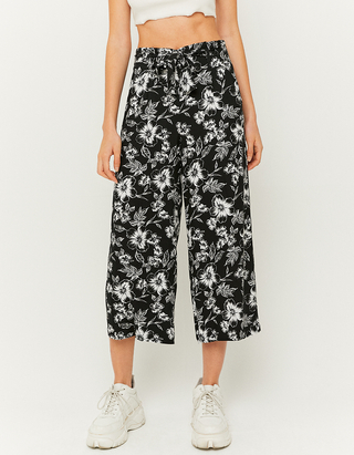 Black Mid Waist Culotte Trousers 