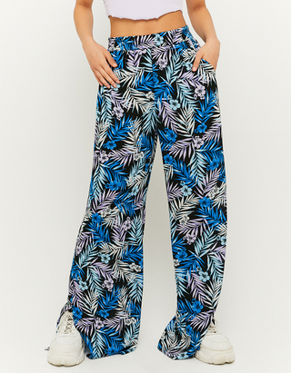 High Waist Straight Printed Trousers 