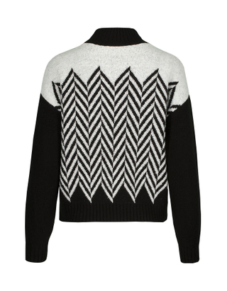 Schwarz-weißer Pullover mit Zackenmuster