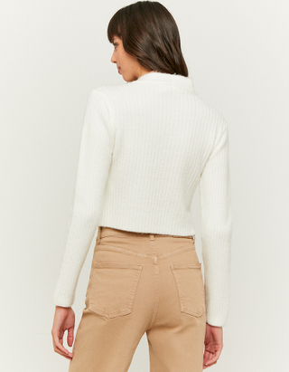 Weißer Basic Pullover