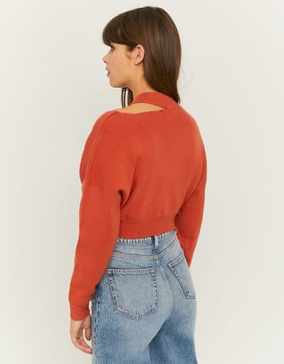 Orange Cropped Jumper with Cut Out