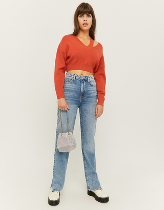 Orange Cropped Jumper with Cut Out