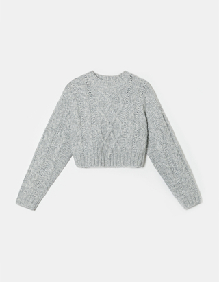 TALLY WEiJL, Grey Cable Knit Jumper for Women