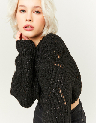 TALLY WEiJL, Black Chunky Knit Cropped Jumper for Women