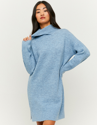 Robe Pull Oversize Mi-Longue Bleue