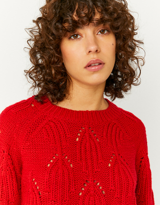 Pull Col Rond Rouge