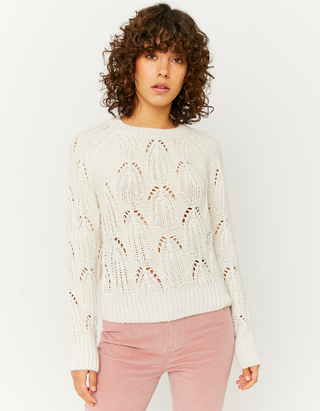 Pull Col Rond Blanc
