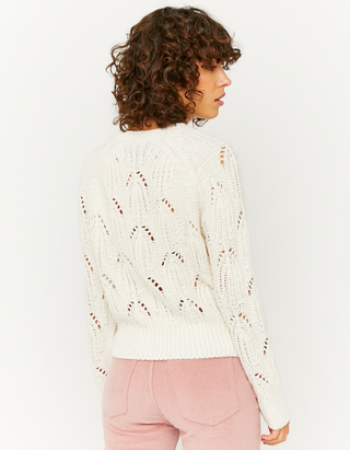 Pull Col Rond Blanc
