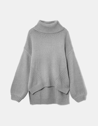Szary sweter Oversize z nadrukiem